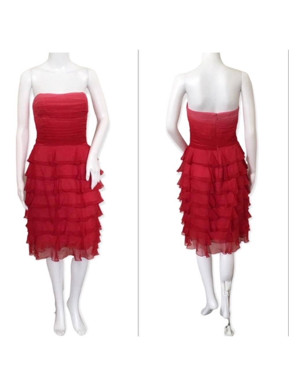 Laundry by Shelli Segal Silk Strapless Ruffle Dress Size 8